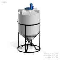 Емкость K 500 литров с пропеллерной мешалкой с обрешеткой