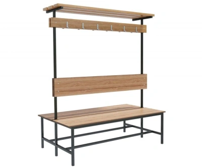 Скамейка с вешалкой для раздевалок «Барселона» двухсторонняя 1,2 м