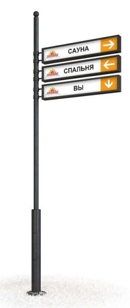 Указатель стальной высокий арт. 487 С 3 табличками