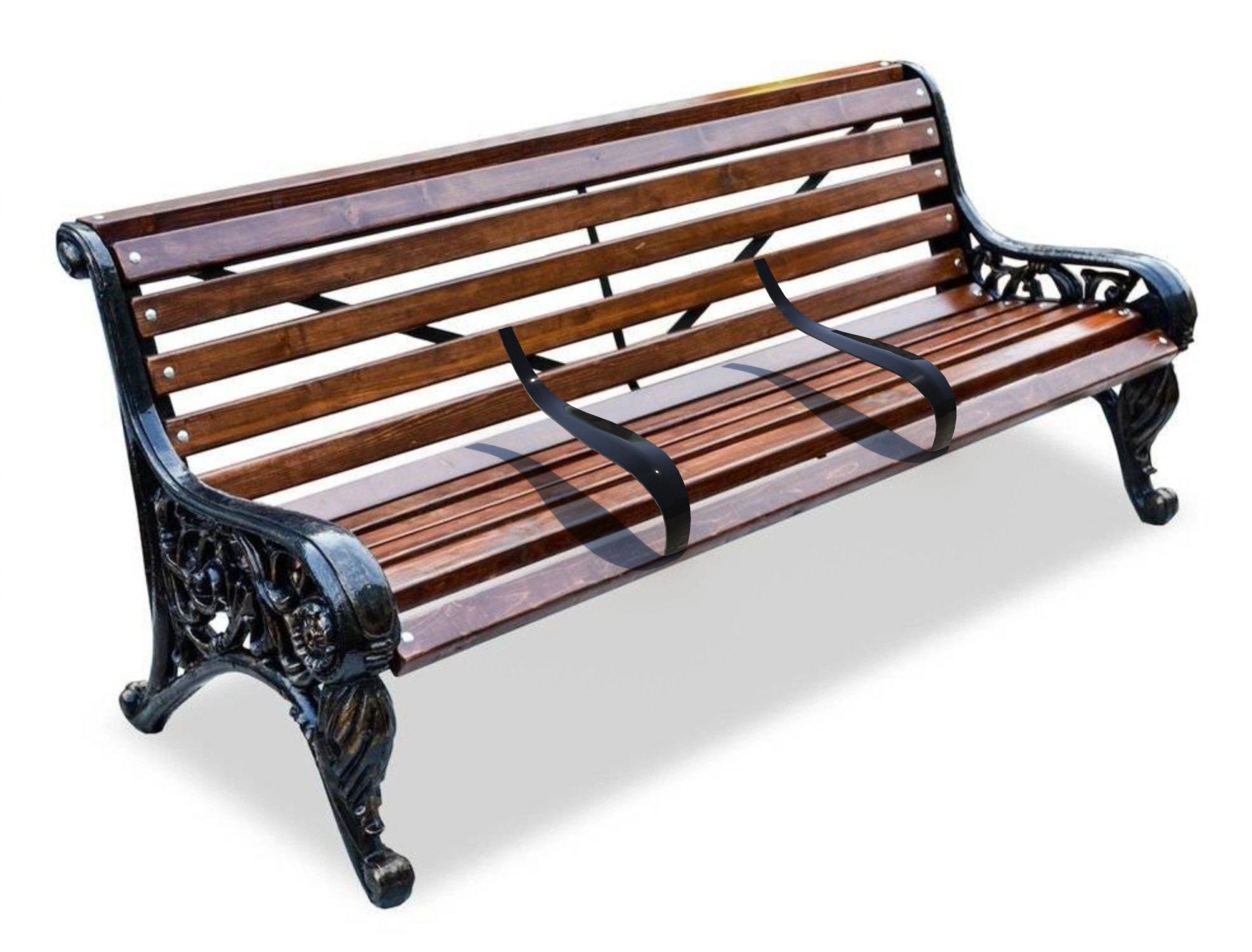 Скамейка чугунная «Парковая тишь» 3,0 м (3 опоры)