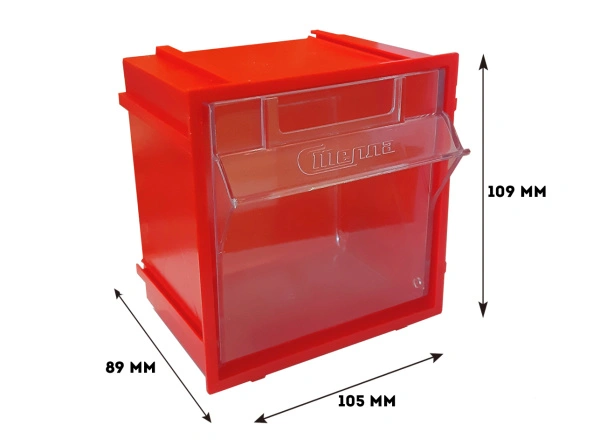Короб откидной Стелла-техник Single-102 красный, прозрачный