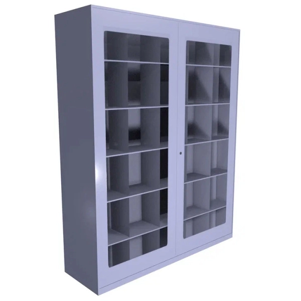 Шкаф для противогазов ХПГ-30 с дверью из акрилового стекла 1500x870x380 мм Светло-серый