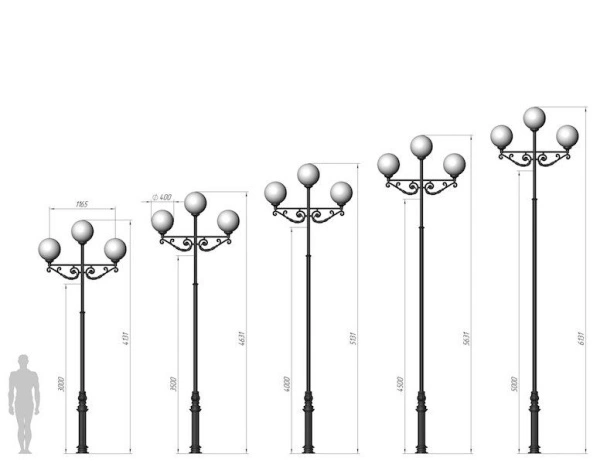 Фонарный столб А-12-3 со светильниками 5,131 м